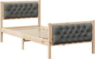 vidaXL Estructura De Cama Con Cabecera Gris Oscuro 90 X 190 Cm Vidaxl