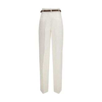 Max Mara Womens Beige Linen Casual Pants