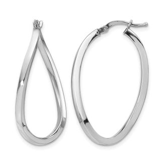 Diamond2Deal 14k White Gold 2mm Polished Twisted Oval Shape Hoop Earrings