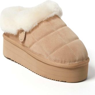 Dearfoams Fireside by Dearfoams Womens Bendigo Genuine Shearling Quilted Platform Clog Slipper