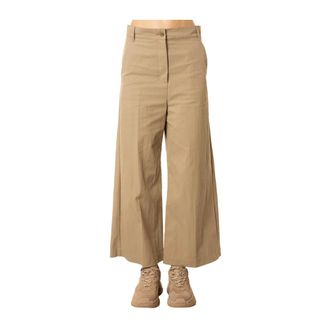Max Mara Ronco Wijde Broek - Dames - Broeken - Beige - Maat: M Katoen