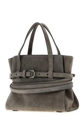 Moschino Womens Grey Suede Moschino Tie Me Handbag Grigio Scuro Borse A Mano Bag