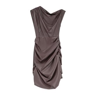 Actualee Corto Vestito in Ecopelle - - Dresses - Donna - Marrone - M