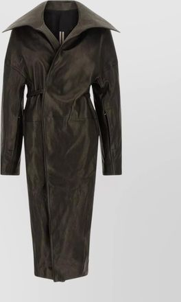Rick Owens belted long coat wide collar