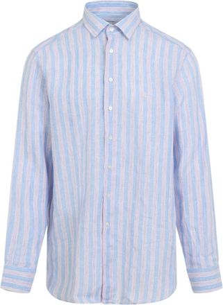 Etro Linnen Overhemd - Heren - Casual Overhemden - Blauw - XL - Linnen - Overhemden