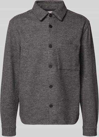 Only & Sons Regular Fit Hemdjacke mit Streifenmuster Modell MICAH in Mittelgrau Melange, Größe XXL