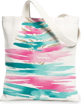 Generic Artistic Tree Canvas Tote Bags, Vintage Floral Design Reusable Grocery Bags, Lightweight Washable Shoulder Strap Canvas for, Peach, 13x15 Inch