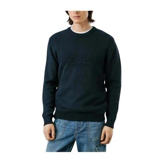 Pepe Jeans London Round-neck Knitwear, male, Blue, S, Classic Navy Blue Round Neck Jumper