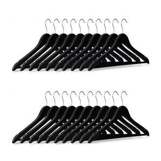 Relaxdays Pack De 100 Perchas Ropa, Colgadores Para Pantalones Y Camisas, Gancho Con Giro De 360&deg;, 23 X 44 X 1 Cm, Negro