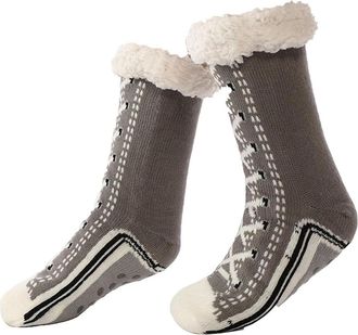 Generic Ultra-Thick Cute Slipper Home Socks, Women Winter Warm Soft Cozy Fleece Lined Fuzzy Non-slip Cashmere Home Socks Christmas (Grey,One Size)