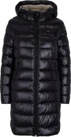 Blauer Black Adelaide Micro Rip Nylon Long Down Jacket
