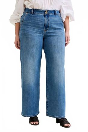 Judy Blue High Waist Trouser Column Jeans - Petite In Medium Wash