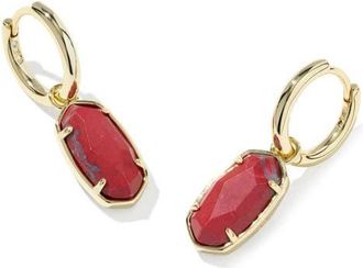 Kendra Scott Elle Huggie Hoop Earrings in Gold Red Variegated Magnesite at Nordstrom
