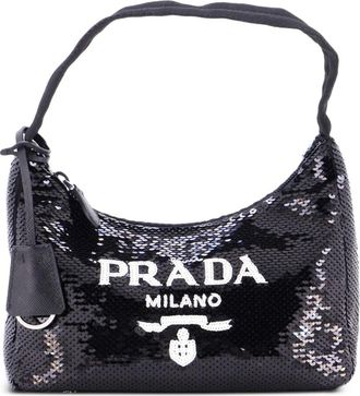 Prada Re-Edition 2000 Sequins Mini hobo bag - Zwart