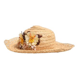 Dolce & Gabbana Hats, female, Beige, Size: ONE SIZE Wide Brim Floral Bucket Capello Hat