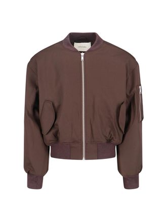 Entire studios Brown Wool Bomber Jacket with Ribbed Details