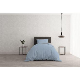 Italian Bed Linen Italian Bed Linen - Beauty Plus Fine 50 den Opaco in Tinta Unita 1 Paio Parure Copripiumino Natural Color, Cotone, Azzurro/Grigio Chiaro, Singolo