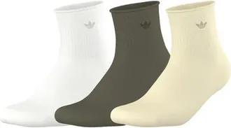 adidas Comfort Cushioned 3-Pack High Quarter Socks in Cloud White/olive/yellow at Nordstrom, Size Medium