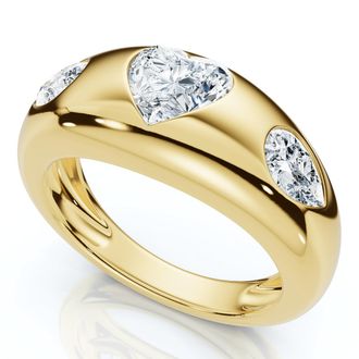 Pompeii3 1 3/10Ct Sloan Heart Shape Flush Set Diamond Dome Band 14k Gold Lab Grown EF/VS