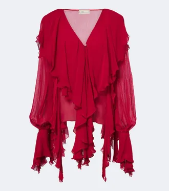 Blumarine Ruffled cr&ecirc;pe blouse