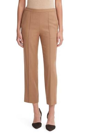 Vince Crop Pleated Brushed Wool Blend Pull-On Pants in Dk Beech at Nordstrom Rack, Size Small