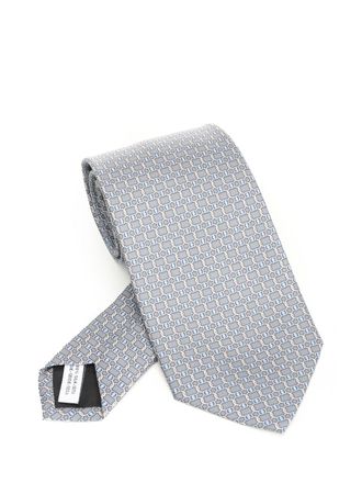 Ferragamo Vara Print Silk Tie Ties And Bow Ties Grey-Uomo