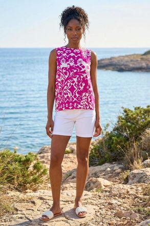 Roman Aztec Print Buttoned Back Vest Top