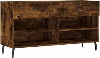 vidaXL Shoe Bench Smoked Oak 102x35x55 cm Engineered Wood Vidaxl
