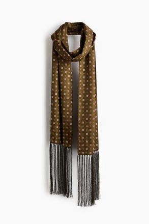 H&M Fringed Scarf in Olive Green/patterned at Nordstrom