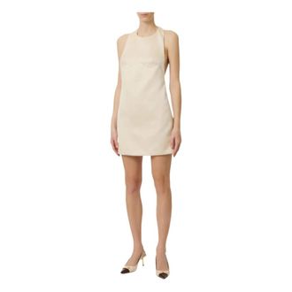 Elisabetta Franchi Party Dresses, female, Beige, Size: M Mini Duchesse Dress