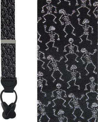 Trafalgar Store Big and Tall Davy Bones the Dancing Skeleton Silk Button End Suspenders in Black at Nordstrom, Size One Size Big