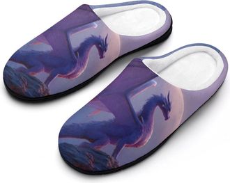 Generic Fantasy Purple Dragon Mens Slippers Comfortable And Non-slip Cotton Slipper Shoe for House