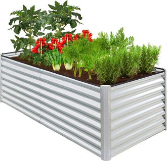 Best Choice Products 6x3x2ft Outdoor Metal Raised Garden Bed, Planter Box for Vegetables, Flowers, Herbs