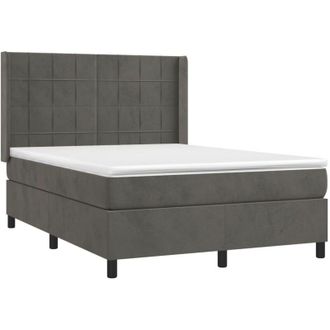 vidaXL Cama Box Spring Con Colch&oacute;n Terciopelo Gris Oscuro 140x190 Cm