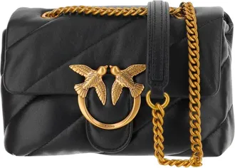 Pinko Pinko, Tassen, Dames, Zwart, ONE Size, Leer, Mini Love Bag Puff