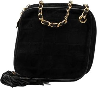 Chanel Pre-owned Suede Crossbody Tas - Dames - Vintage Schoudertas - Zwart - ONE Size - Leer - Vintage