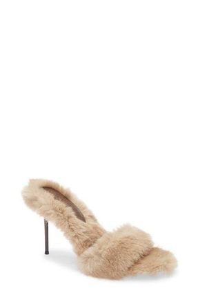 Jeffrey Campbell Big Mama Faux Fur Sandal in Oyster Grey at Nordstrom, Size 6.5
