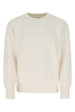 Prada Ivory Stretch Cashmere Blend Sweater