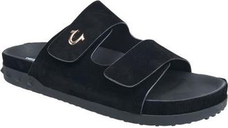 True Religion Sean Double Strap Metal Logo Sandal in Black at Nordstrom, Size 10