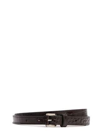 NEW MK MICHAEL KORS outlet Silver Buckle Black Faux Vegan Crocodile Leather Belt XL