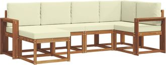 vidaXL Conjunto De Sof&aacute;s De Exterior 6 Uds. Natural Y Crema Vidaxl