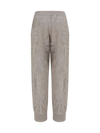 Brunello Cucinelli Womens Track Dazzling Water Lillies Pants Beige Freddo Linen; Cotton Trousers