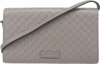 Gucci Gray Leather Chain/Shoulder Wallet (Pre-Owned)