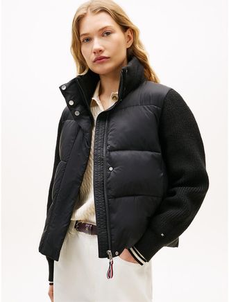 Tommy Hilfiger Womens Mixed Media Jacket - Black - XXL