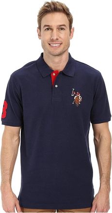 U.S.Polo Association U. S. Polo Assn. Pique Polo Shirt Mens Navy Cotton Short Sleeve Performance MOT2