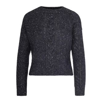 Max Mara Round-neck Knitwear, female, Gray, Size: XS Boxy Sweater in Alpaca Blend