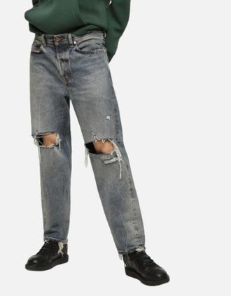 Diesel Mens DIESEL DAGH XP 084ZS Mens Jeans Regular Straight Distress Blue Denim Made Italy - Grey - Size: 33/32