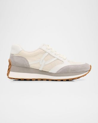 Veronica Beard Valentina Mesh and Mixed Leather Runner Sneakers
