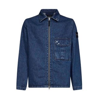 Stone Island Sobrecamisa con cremallera y ajuste c&oacute;modo - Jackets - Hombre - Azul - L