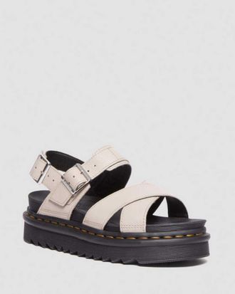 Dr. Martens Leder Voss II Vintage Taupe Pisa Sandalen in Creme, Gr&ouml;&szlig;e: 36